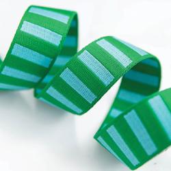 1.5" Bold Stripe Webbing - Billiard/Turquoise