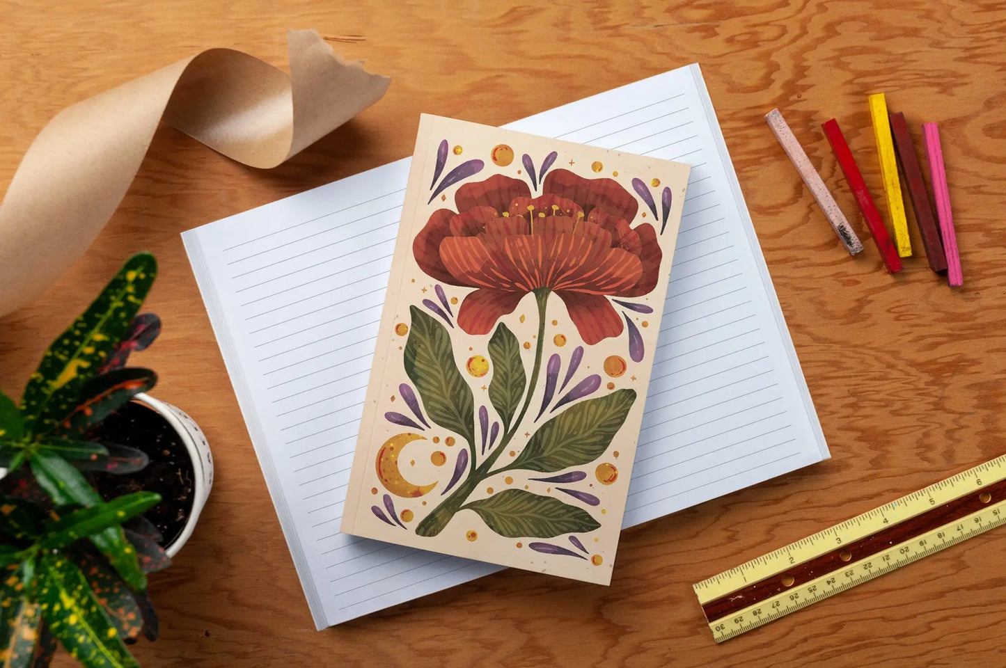 Burgundy Bloom Classic Layflat Journal Notebook
