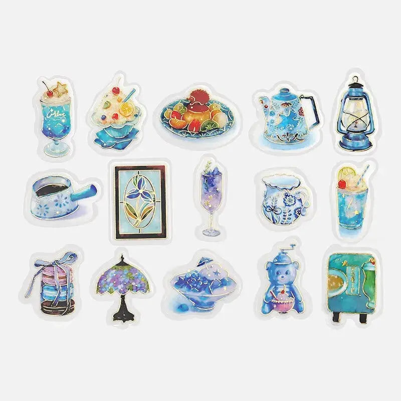 Cafe a la mode (blue): Flake Washi Stickers