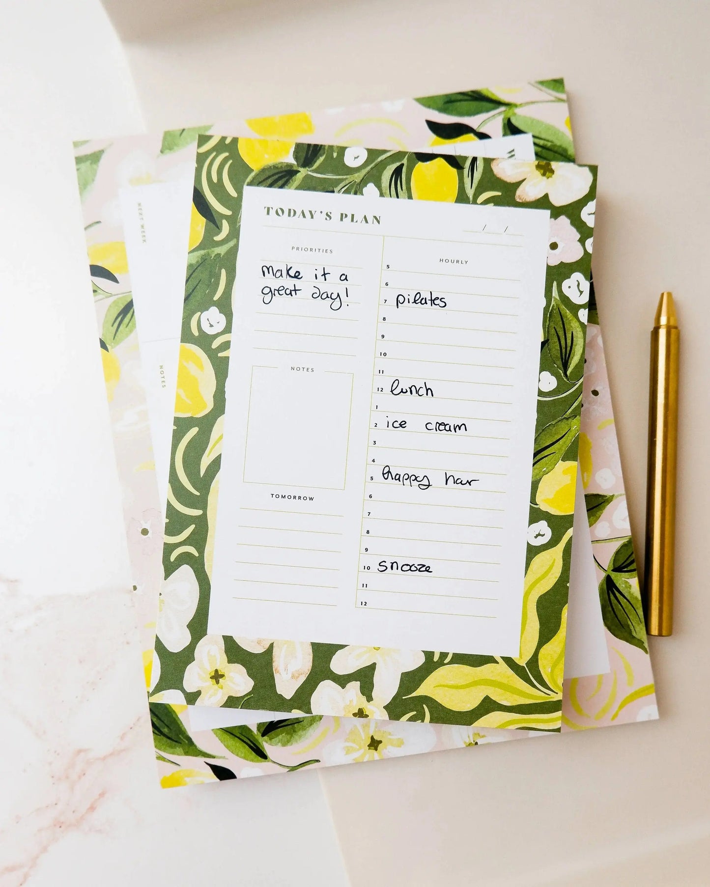 Citron Daily Planner Desk Notepad