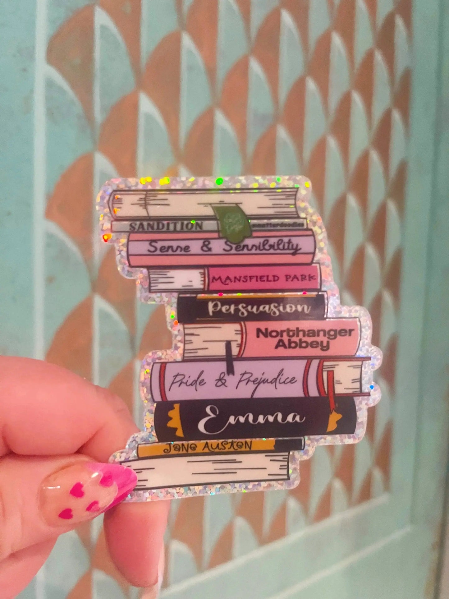 Jane Austen Book Stack Waterproof Sticker  Pride & Prejudice