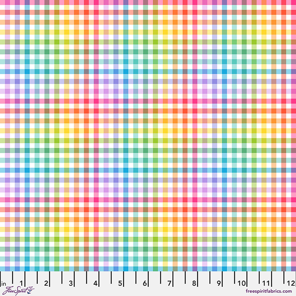 Rainbow Gingham - White by Katy Tanis