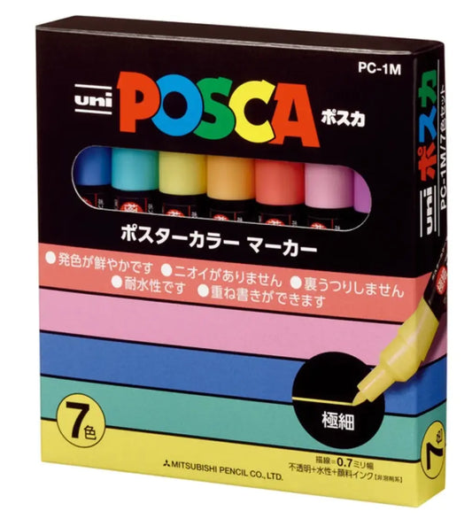 Posca Paint Markers: uni PC-1M pen 7-colors - Pastel Harper Grace Press