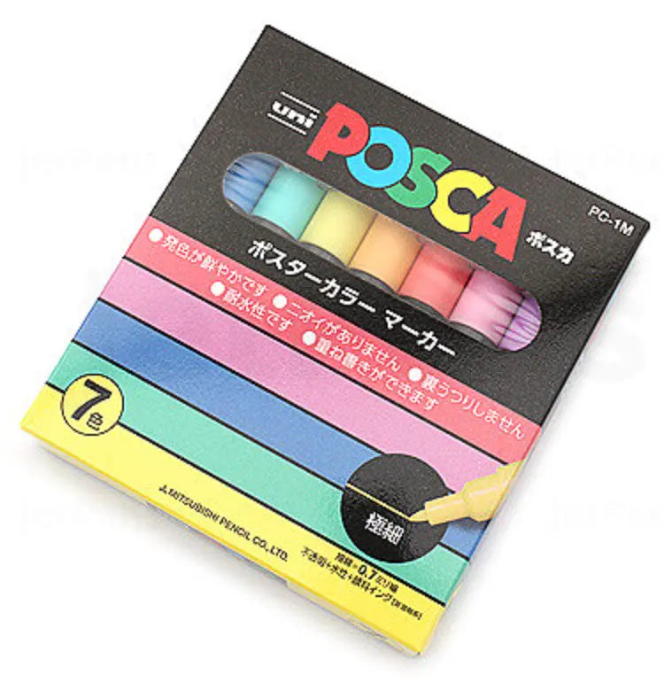 Posca Paint Markers: uni PC-1M pen 7-colors - Pastel Harper Grace Press