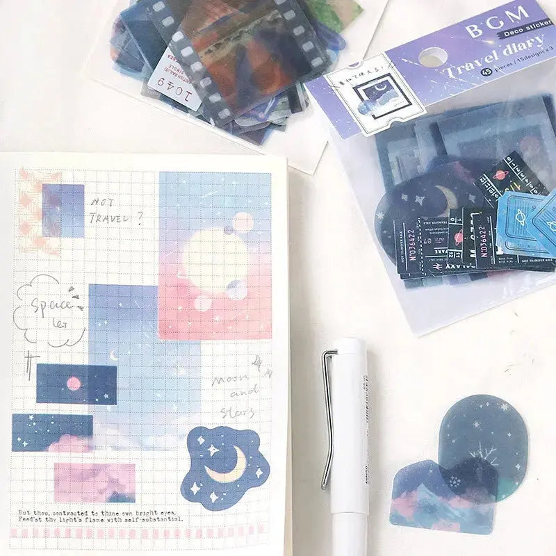 Travel Diary - Starry Sky: Flake Washi Stickers