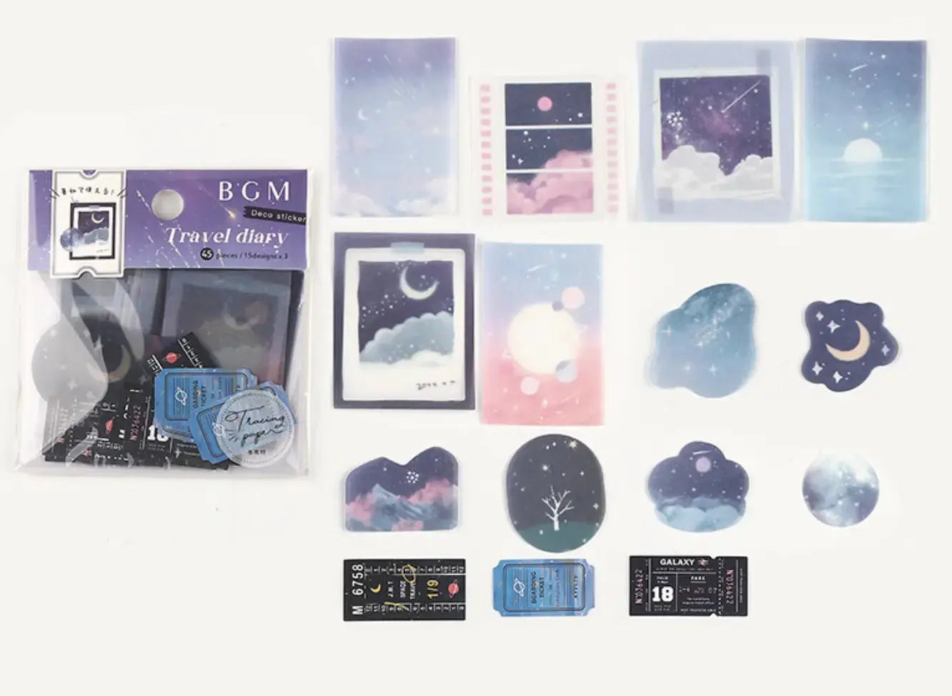 Travel Diary - Starry Sky: Flake Washi Stickers