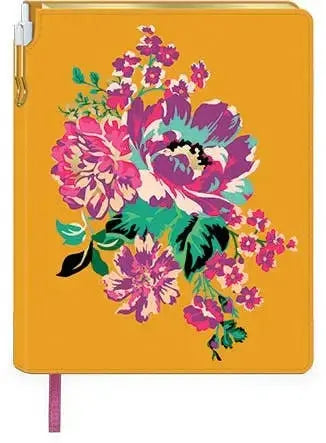 Vegan leather journal with pen global garden bouquet