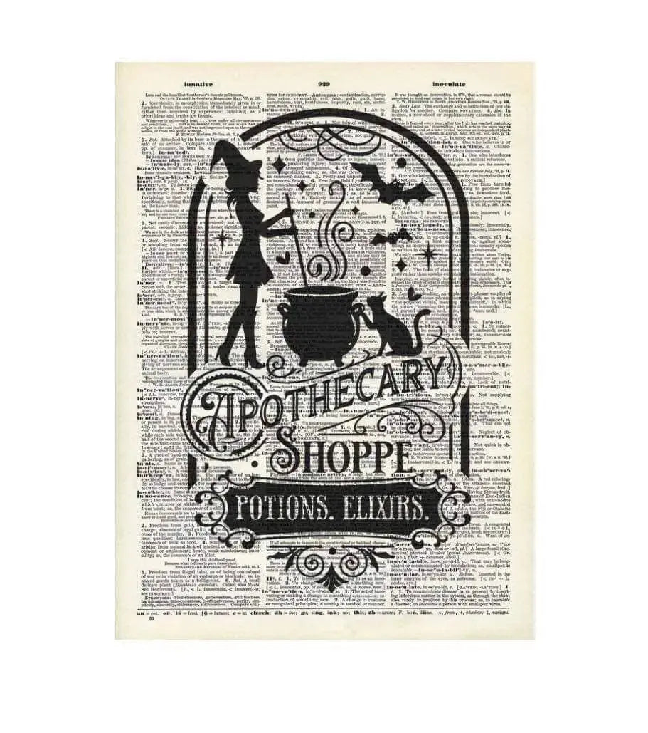 Witch, Magic, celestial, Vintage Dictionary Print - 8.5" x 11'