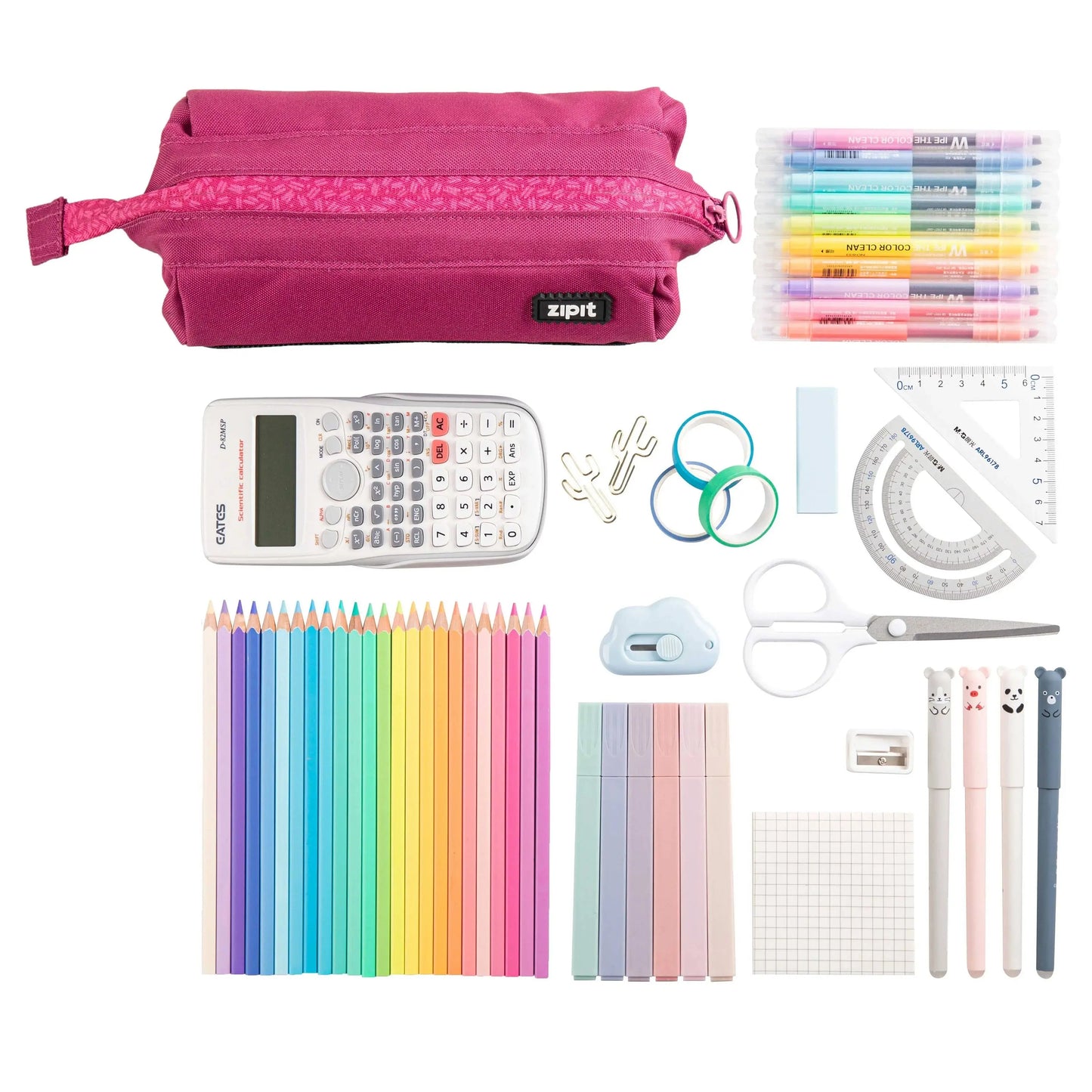 ZIPIT Lenny Pencil Case, Pink