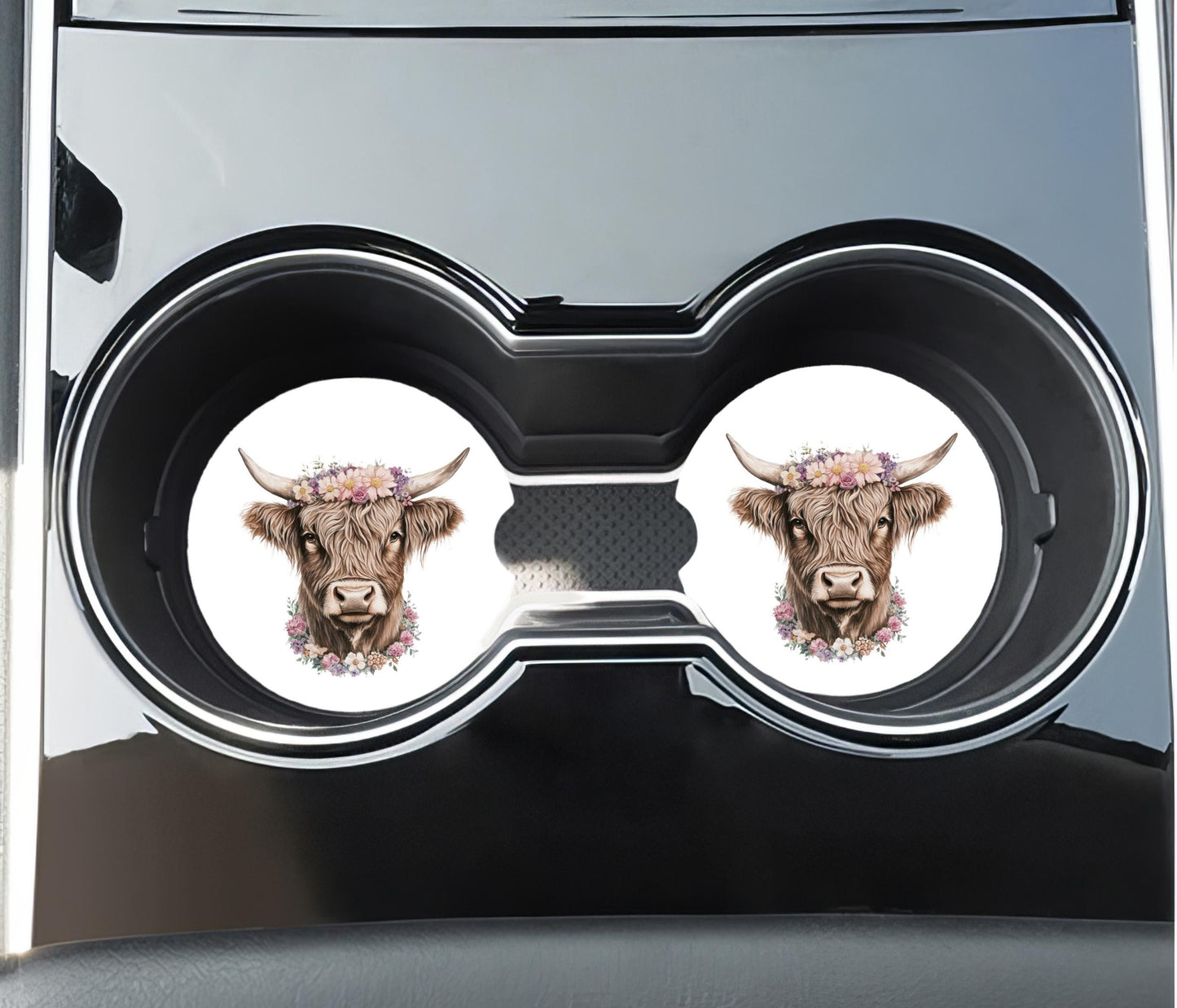 Highland Cow Spring - Car Coaster