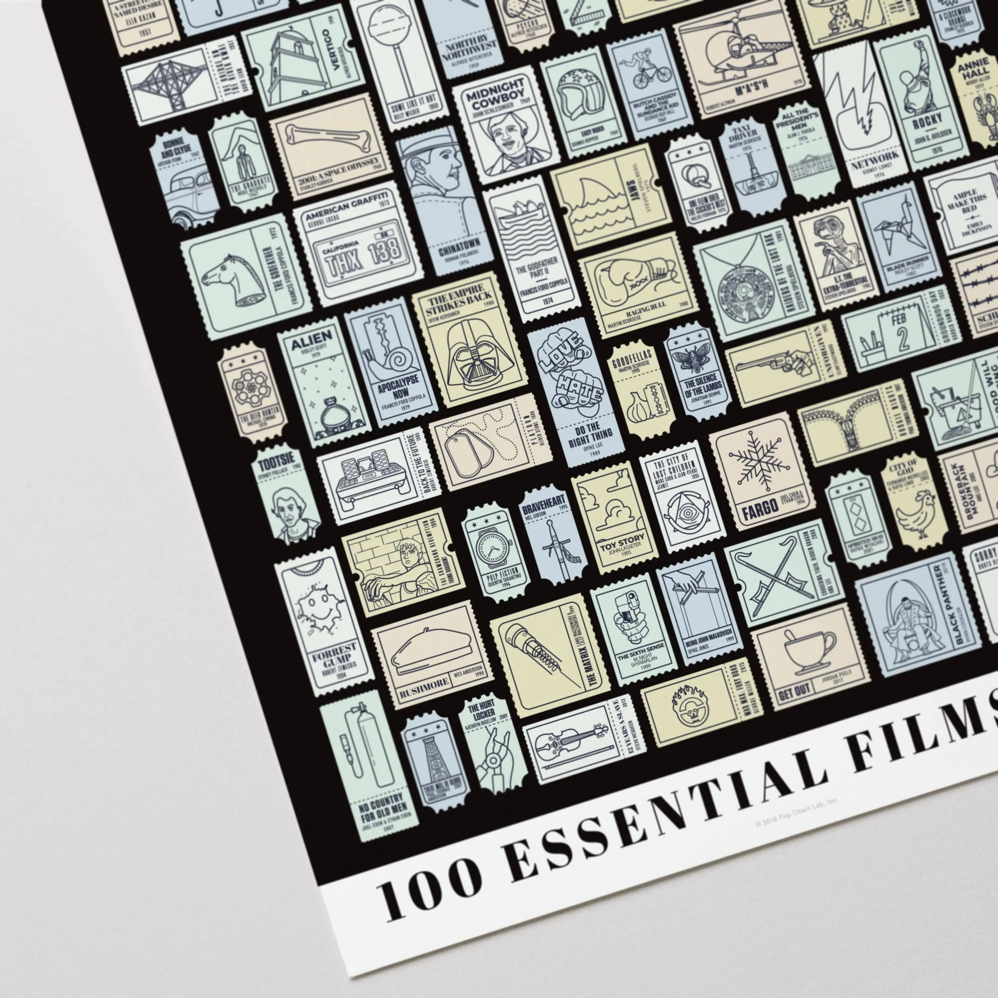 100 Essential Films Scratch-off Chart | 12" x 16" Print Pop Chart