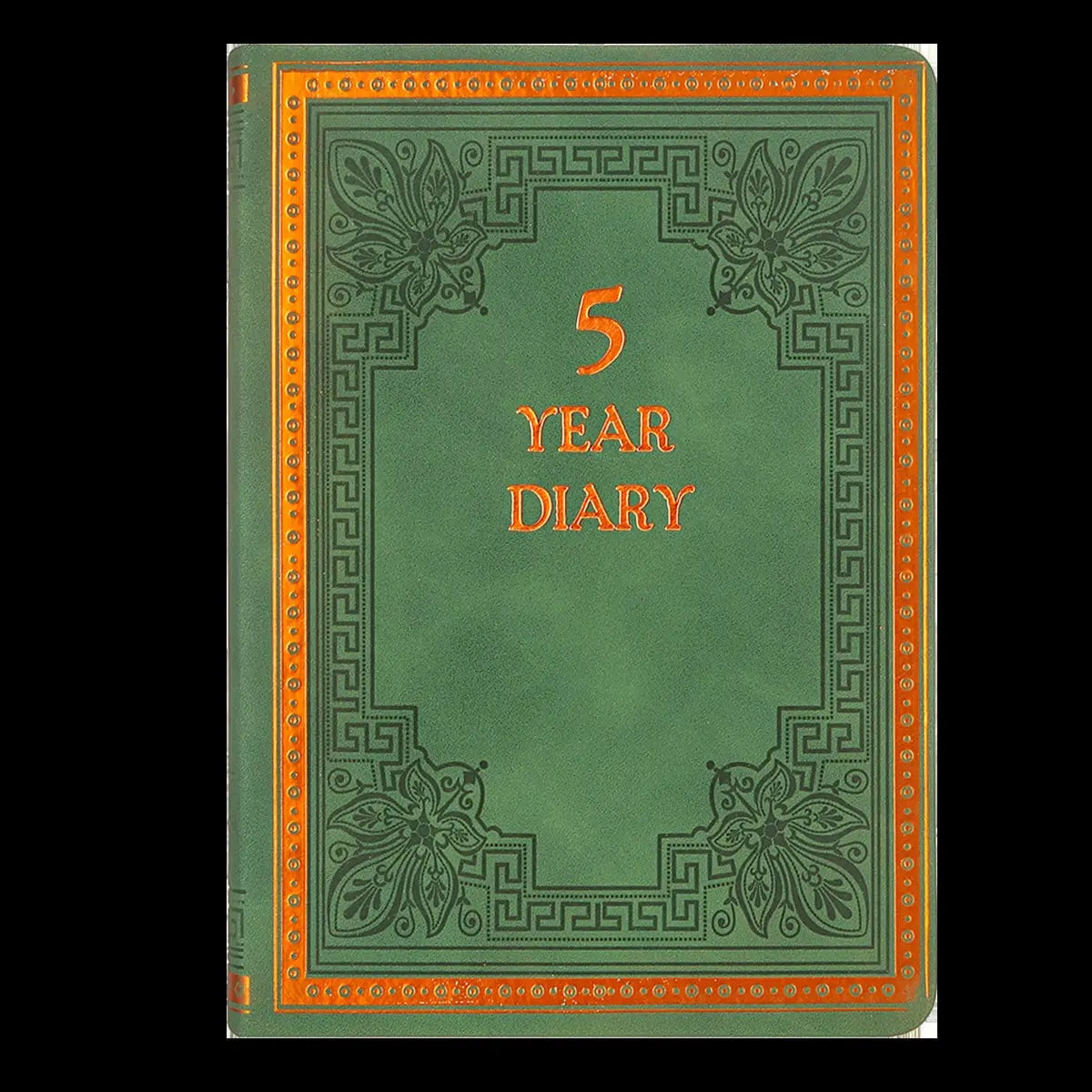 5 Year Antique Planner, Vegan Leather Cover, Green