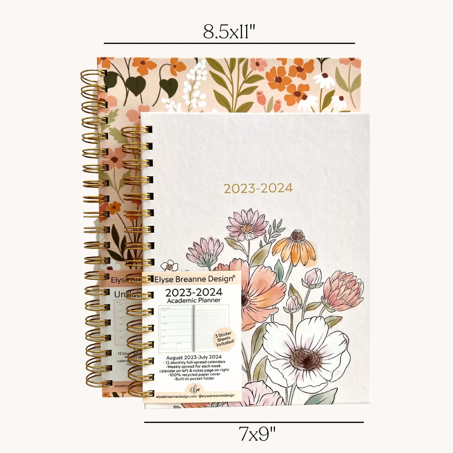 Black Floral Undated Planner Elyse Breanne Design