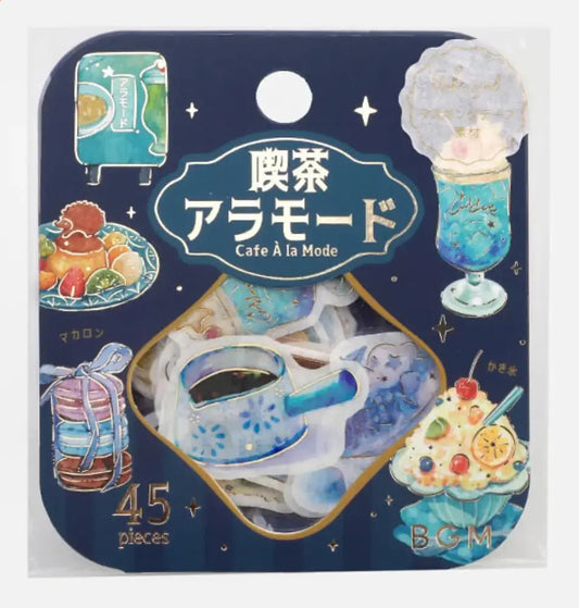 Cafe a la mode (blue): Flake Washi Stickers