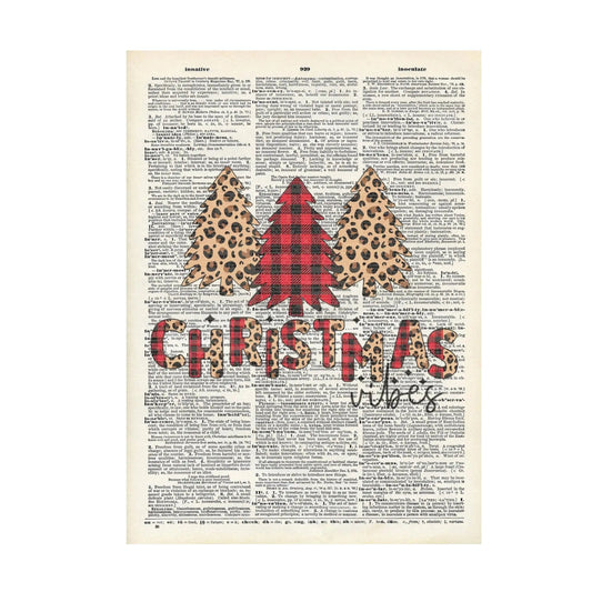 Christmas Vibes, Vintage Dictionary Print - 8.5" x 11'