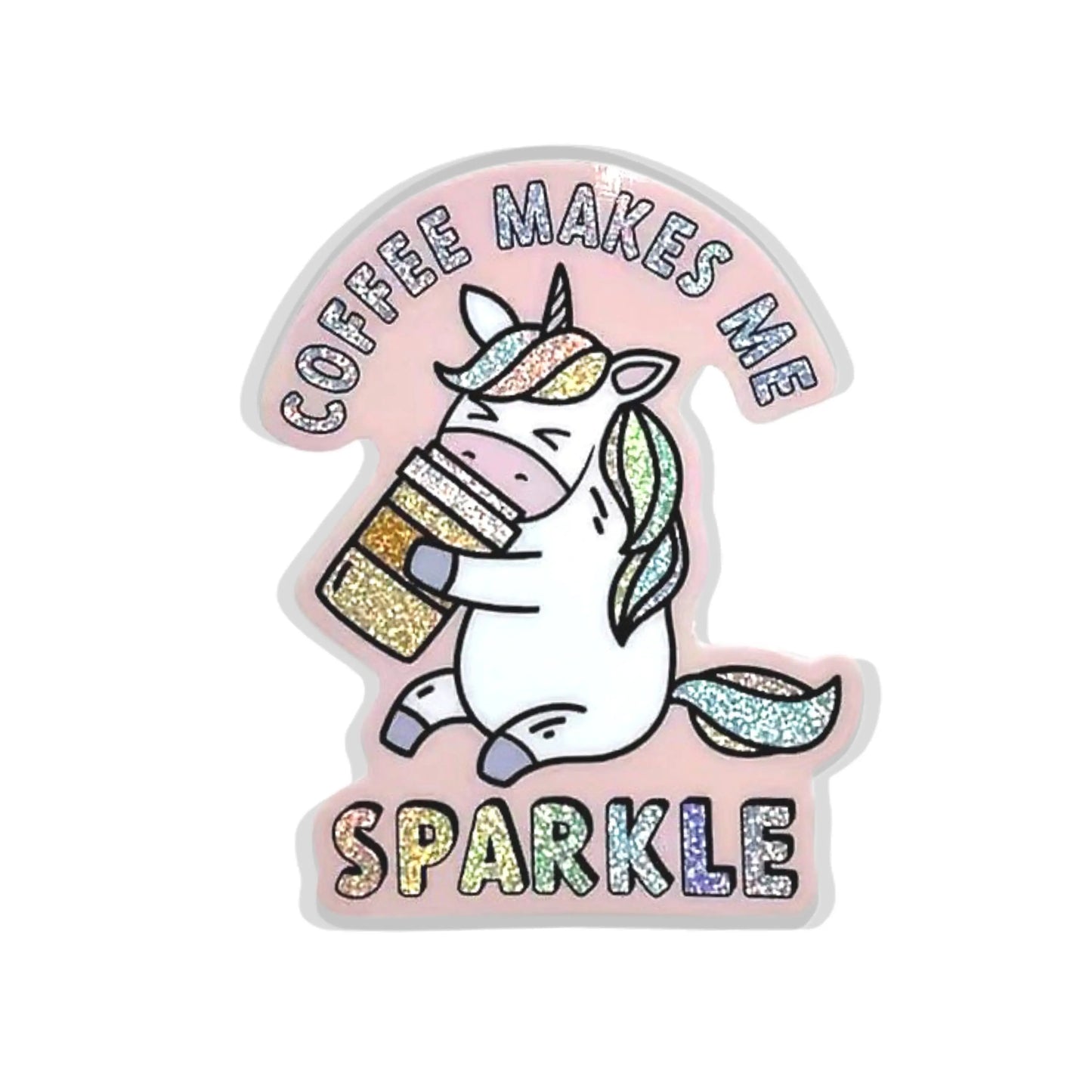 Coffee Makes Me Sparkle Unicorn, 3-inch Sticker