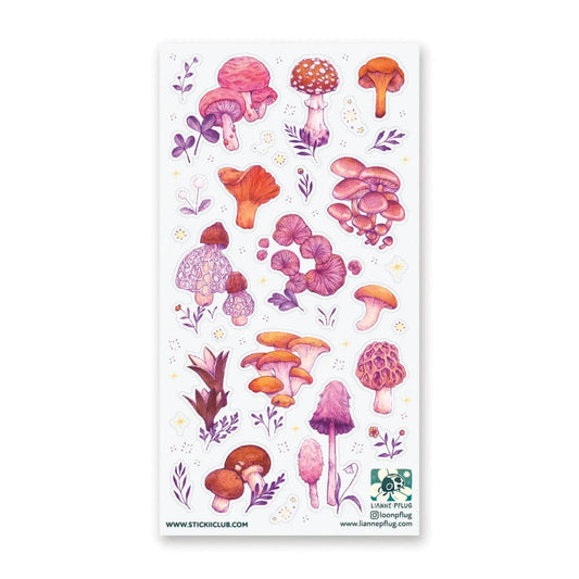 Colorful Woodland Mushrooms Sticker Sheet