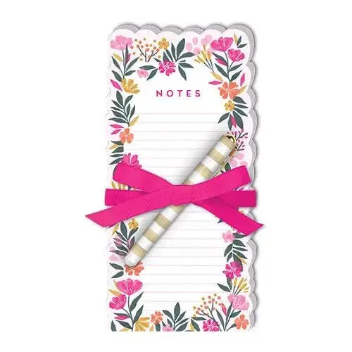 Die-cut Notepad with Pen - Floral Border