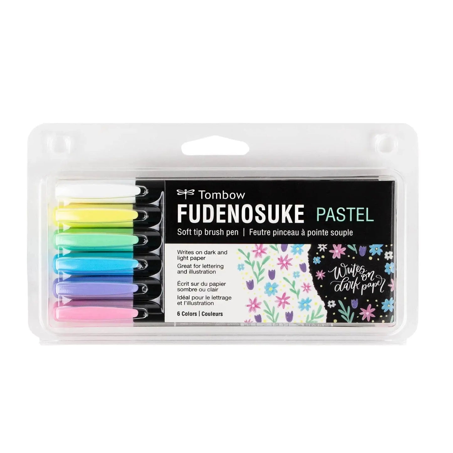 Fudenosuke Pastel Brush Pens, 6-Pack