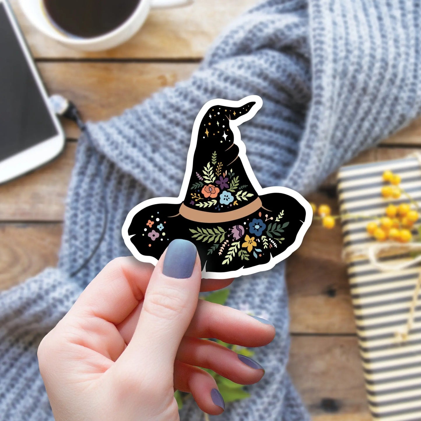 Magical Boho Witch Hat Sticker, 3-inch