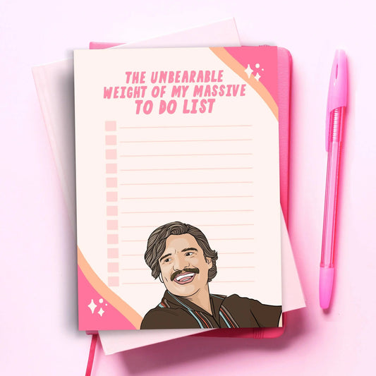 Pedro Pascal Funny Notepad - Pop Culture To Do List
