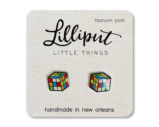 Retro Puzzle Cube Earrings Lilliput Little Things