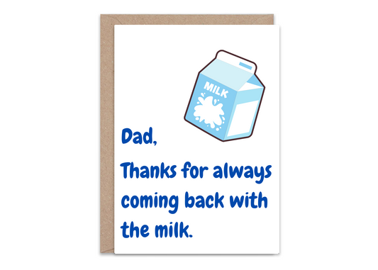 Thanks Dad, For always coming back with the Milk - Greeting Card