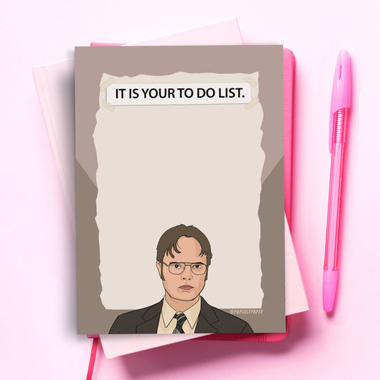 The Office Dwight Funny Notepad - Pop Culture To Do List Pop Cult Paper