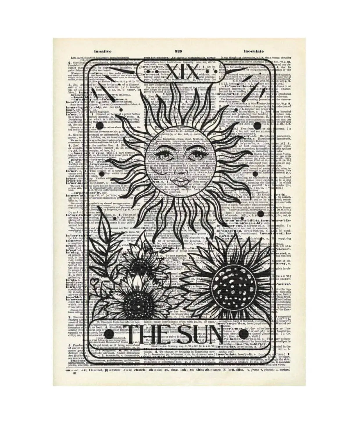 Vintage Dictionary Print Sun Magic Celestial - 8.5" x 11'