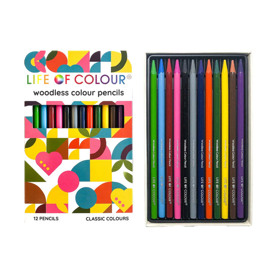 Woodless Colour Pencils - Classic Colour - Set of 12 Life of Colour