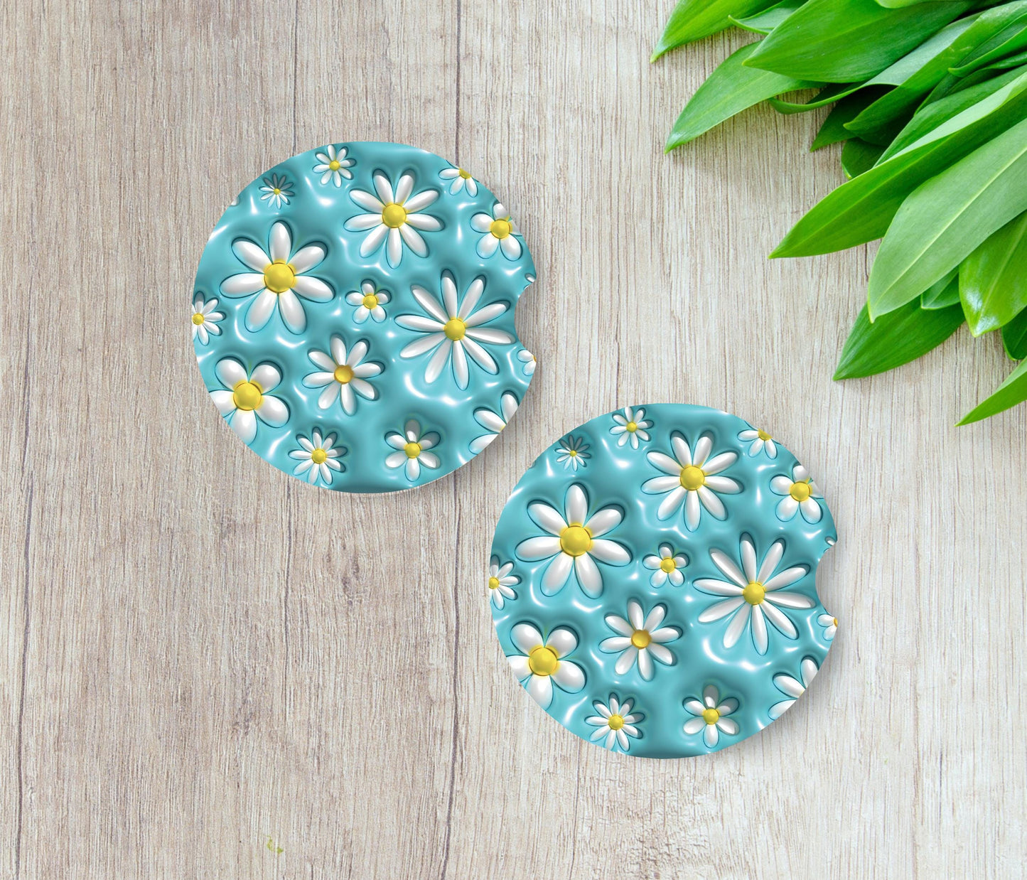 Blue Daisy (Bubble) - Car Coaster