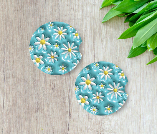 Blue Daisy (Bubble) - Car Coaster